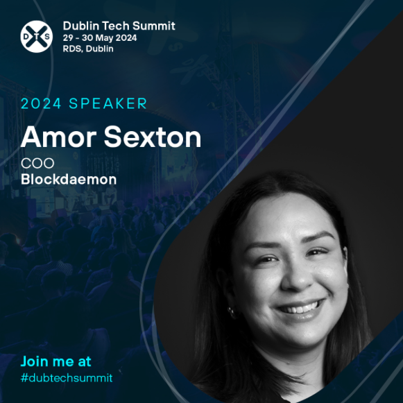 BlockdaemonHQ's tweet image. Want to learn about best practices in blockchain? Join us at Dublin Tech Summit as Amor Sexton, COO of Blockdaemon, shares her insights.

📆 29 May, 2:00 - 2:25pm
📍 Nexus Stage, RDS

Learn more 👉 dublintechsummit.tech
#DubTechSummit