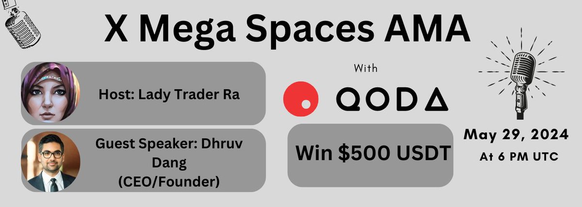🎙️AMA + $500 Giveaway Alert 🎙️ Join me and my awesome co-hosts @Crypt0Senseii, @action_ceo, @Nyx3Media and our very special guest @dhruvdang of @QodaFinance! $500 Giveaway: FIVE community members with the best questions will receive $100 USDC each! To qualify for the