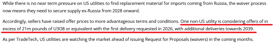 Uranium WeeK:
-US uranium import waivers more relaxed than expected
-Traders push up prices pre announcement
-Utilities move to consider longer term (post 2028) U3O8 contracts
fnarena.com/index.php/2024…