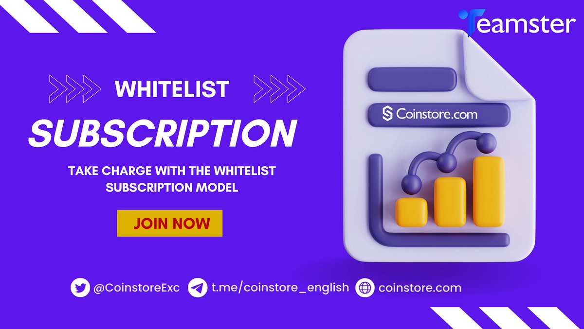 EkomobongA35436's tweet photo. Join @CoinstoreExc's secure launchpad and elevate your trading.
With our new Whitelist Subscription Model, enjoy guaranteed token allocations. Discover a better way to earn on Coinstore Exchange!
Details: https://t.co/Tj8CqfMWHu
#WhitelistModel #Launchpad #ChooseCoinstore https://t.co/XyfIZb9McS