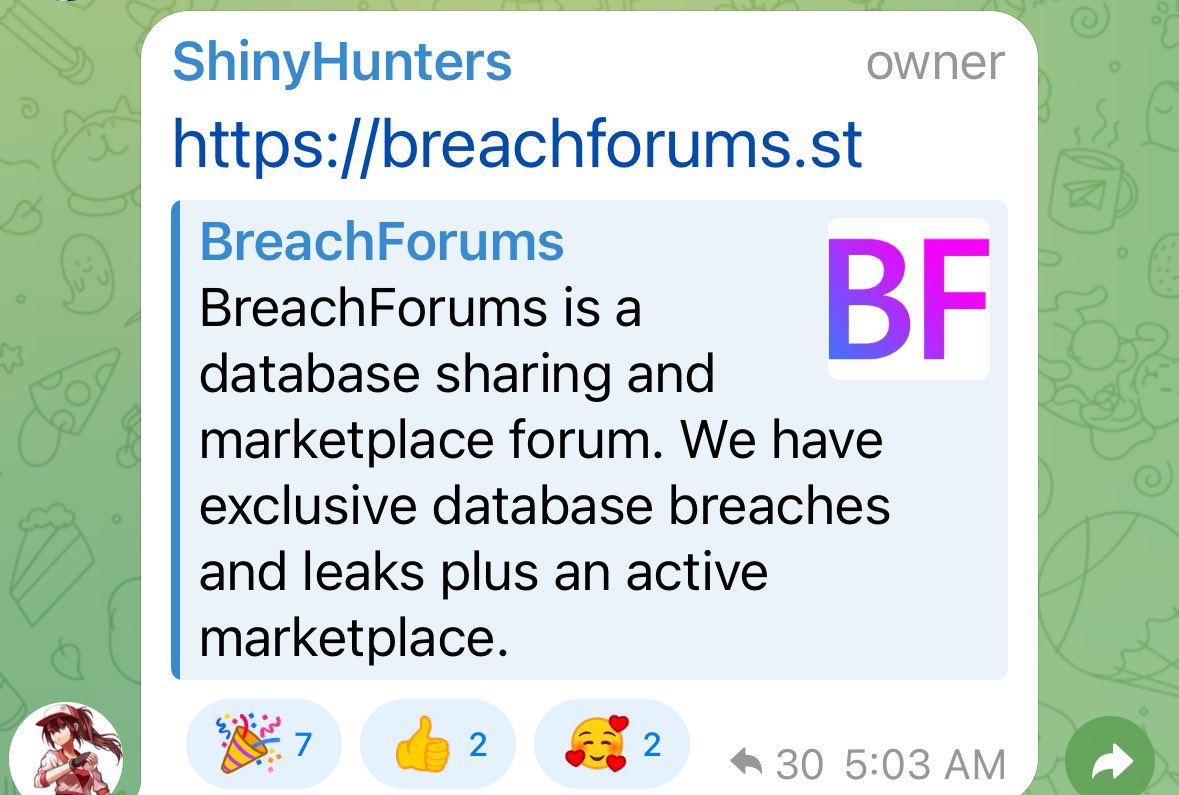 Breach Forum’s clearnet site is back. Honeypot?

Today, ShinyHunters in the chat group hinted directly at regaining control of the domain.

#Cti #Cyberattack #Darkweb