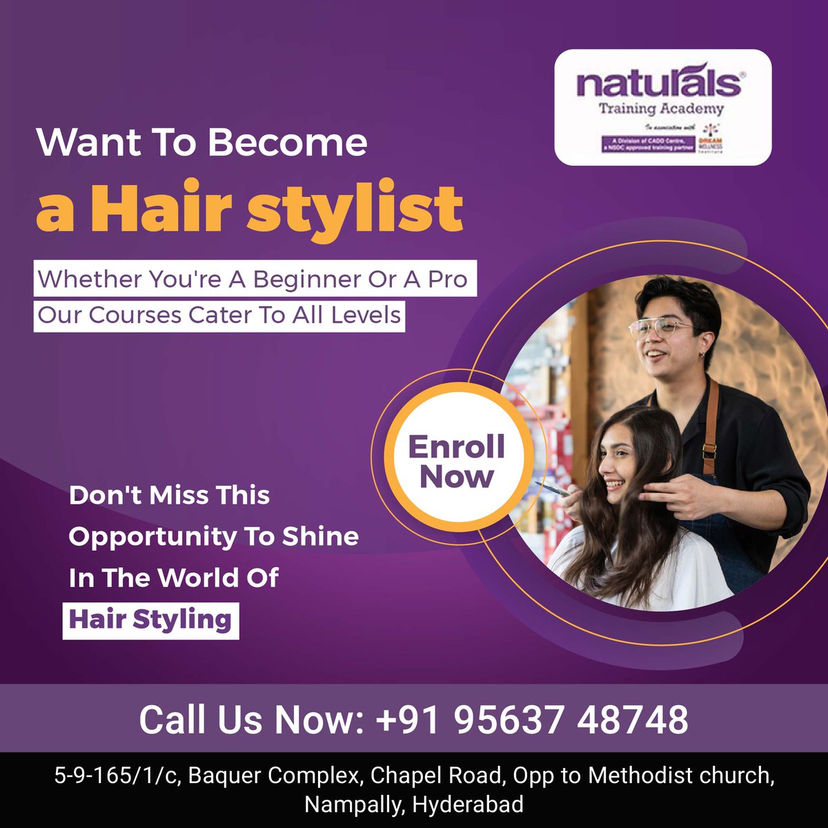 Our hairstyling courses cater to all levels, offering hands-on experience and industry experts' guidance. Enroll now and start your journey towards a successful career in the world of hairstyling. Contact Us: 95637 48748 visit : naturalsacademy.com #hairstylist #nta