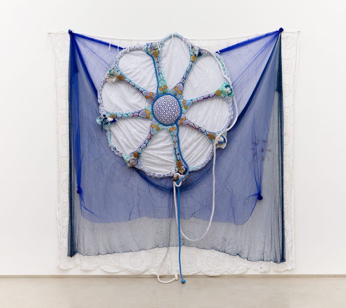 When the blue sun rises, 2021 textile installation by Brazilian artist Sonia Gomes €WomensArt