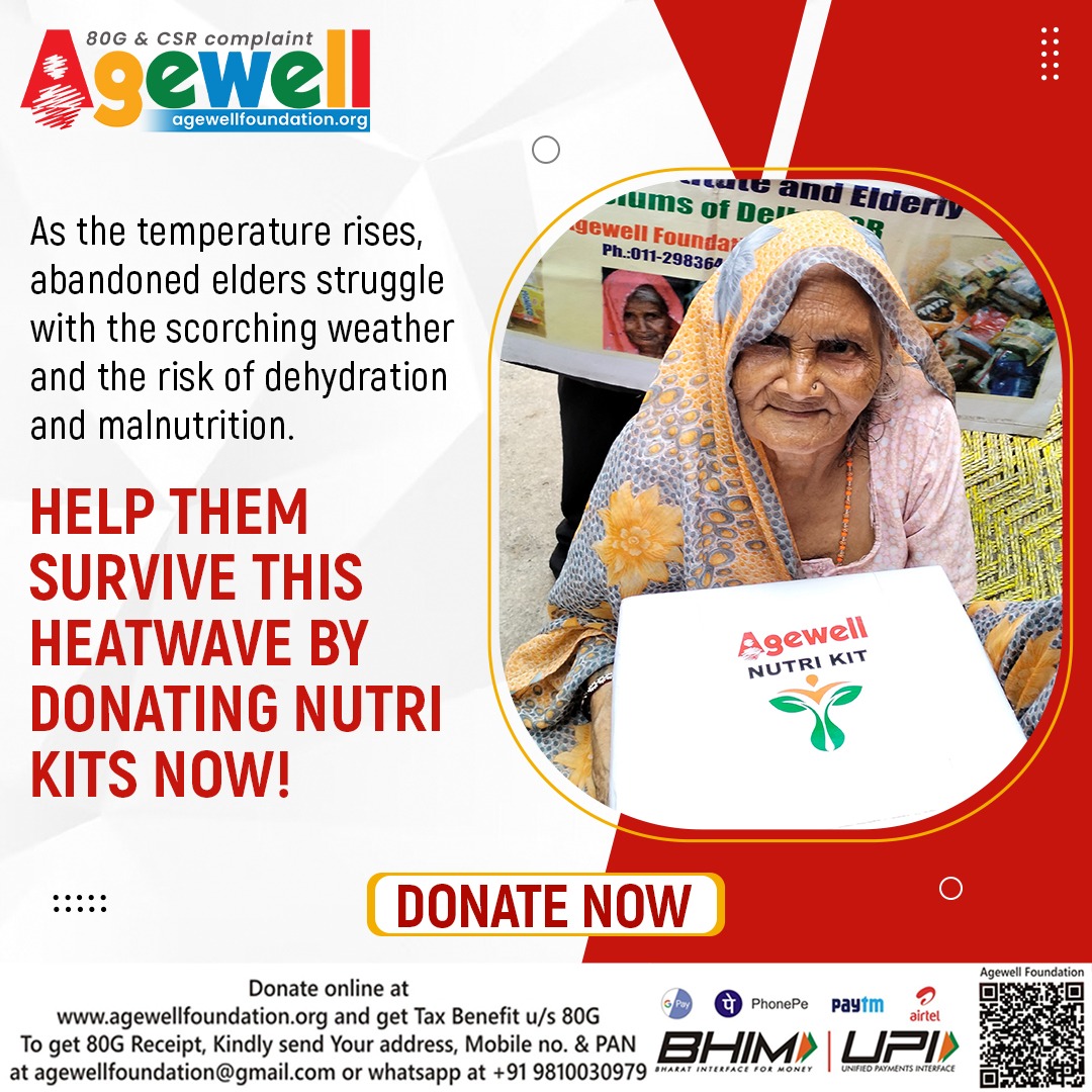 letsagewell's tweet image. Be it extreme heat waves or any other challenges, #HealthCannotWait for anyone, anywhere. Agewell Foundation is taking proper care of abandoned elderly braving the harsh weather.