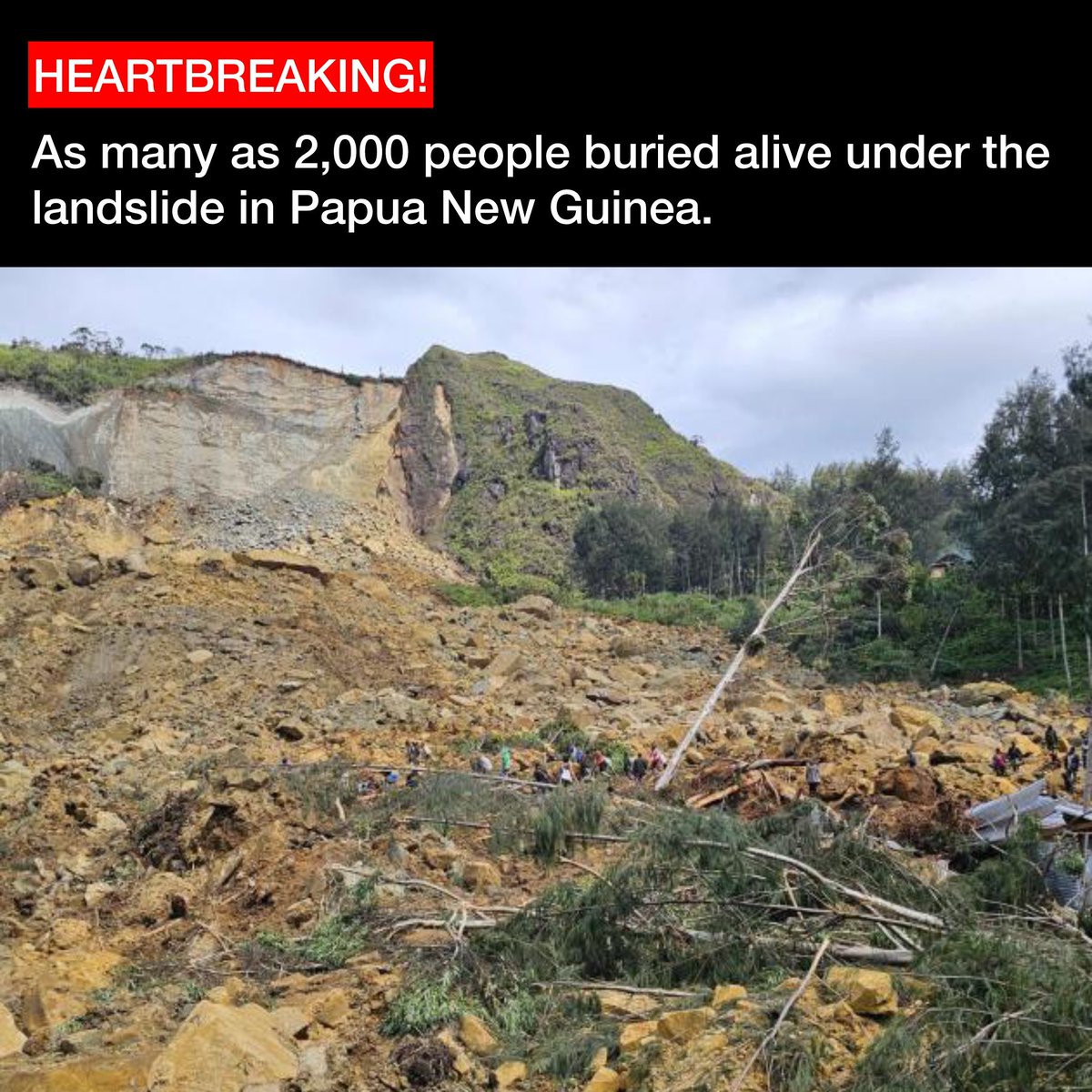 HEARTBREAKING: As many as 2,000 people are feared to have been buried alive by last week’s massive landslide in Papua New Guinea, according to reports. More than 670 people are believed to have been killed in a massive landslide. Rest in peace beautiful souls 🕊️ #papuanewguinea