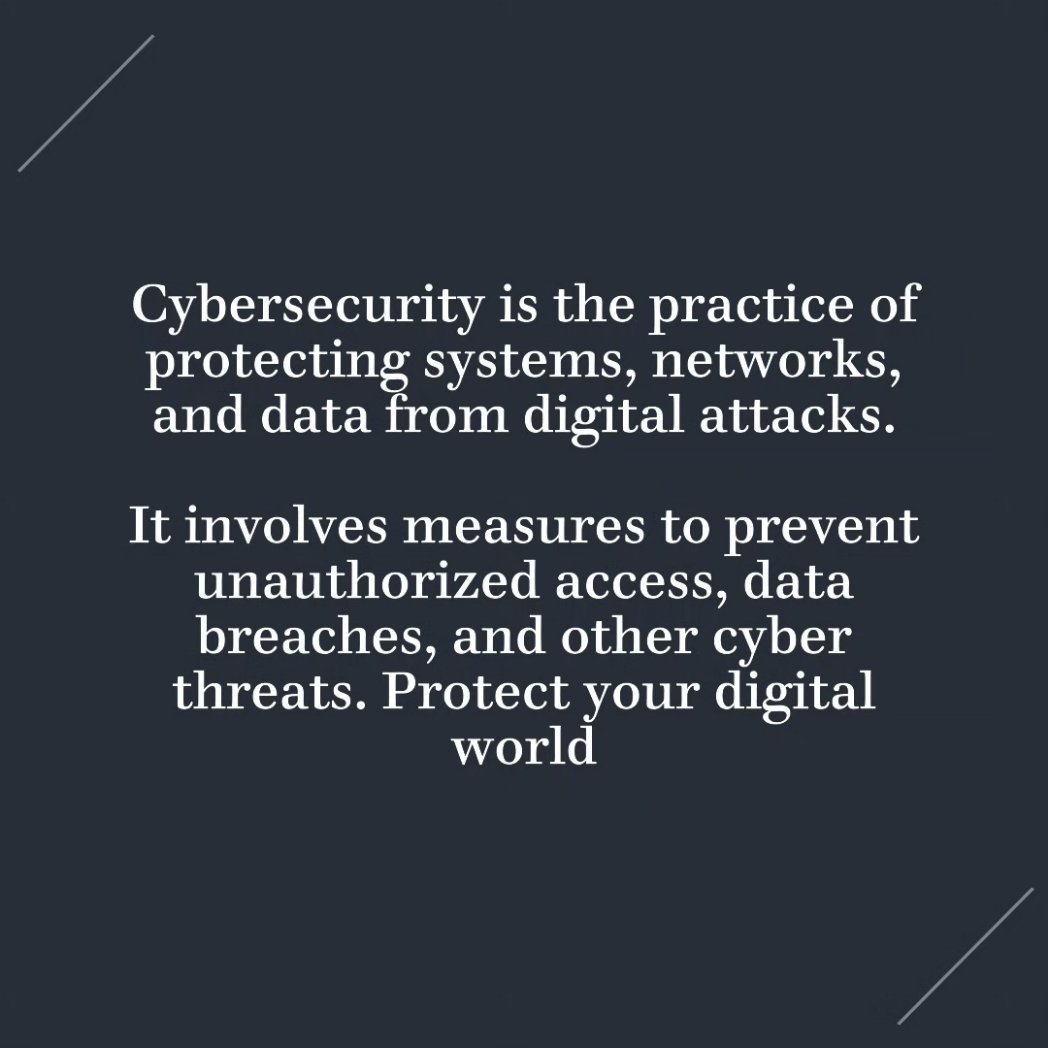 HarshitNamdev0's tweet image. What is Cyber Security?

Cybersecurity is the practice of protecting systems, networks, and data from digital attacks.

 It involves measures to prevent unauthorized access, data breaches, and other cyber threats. Protect your digital world.