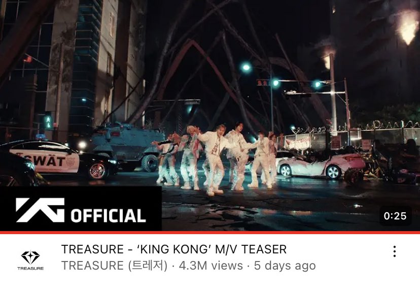 TREASURE - 'KING KONG' M/V TEASER มียอดเข้าชมทะลุ 4,330,000 ครั้ง และตอนนี้ 'KING KONG' M/V TEASER กลายเป็น TEASER ของ TREASURE ที่มียอดวิวมากที่สุด แซงหน้า 'JIKJIN' M/V TEASER แล้วค่ะ 트레저 #TREASURE #트레저 @treasuremembers