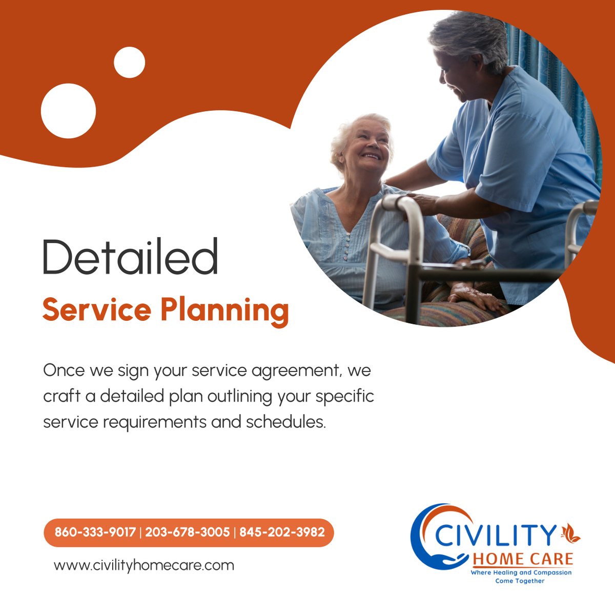 CivilityHC's tweet photo. Get a tailored service plan that meets your precise needs. 

Contact our teams in Central Connecticut at 860-333-9017, Western Connecticut at 203-678-3005, or Hudson Valley, NY at 845-202-3982 for a consultation. 

#DanburyCT #ServicePlanning #DetailedCare #HomeAssistance https://t.co/nwpN9nw1yt
