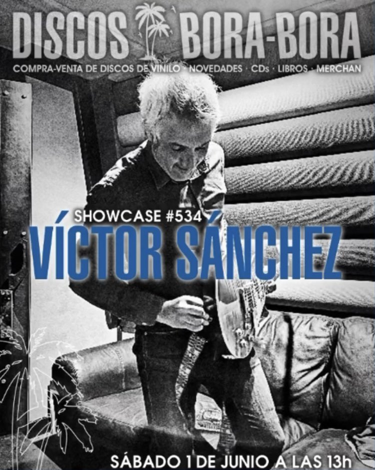 vsanchezgalvez's tweet photo. El próximo sábado 1 de junio a las 13:00 tocaré unos temas de nuestro último álbum en @DiscosBoraBora 

Para esta ocasión, estaré acompañado de Mario Rodríguez al bajo y de @jmchicofdez  al teclado.

Os esperamos a todos. https://t.co/qZ6V4nFOTL