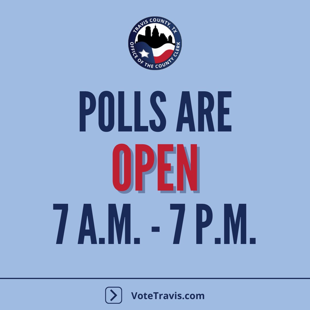 Today is Election Day for the Primary Runoff Elections! Head to VoteTravis.com to download your sample ballot and find your most convenient polling location.

#ElectionDay #traviscounty