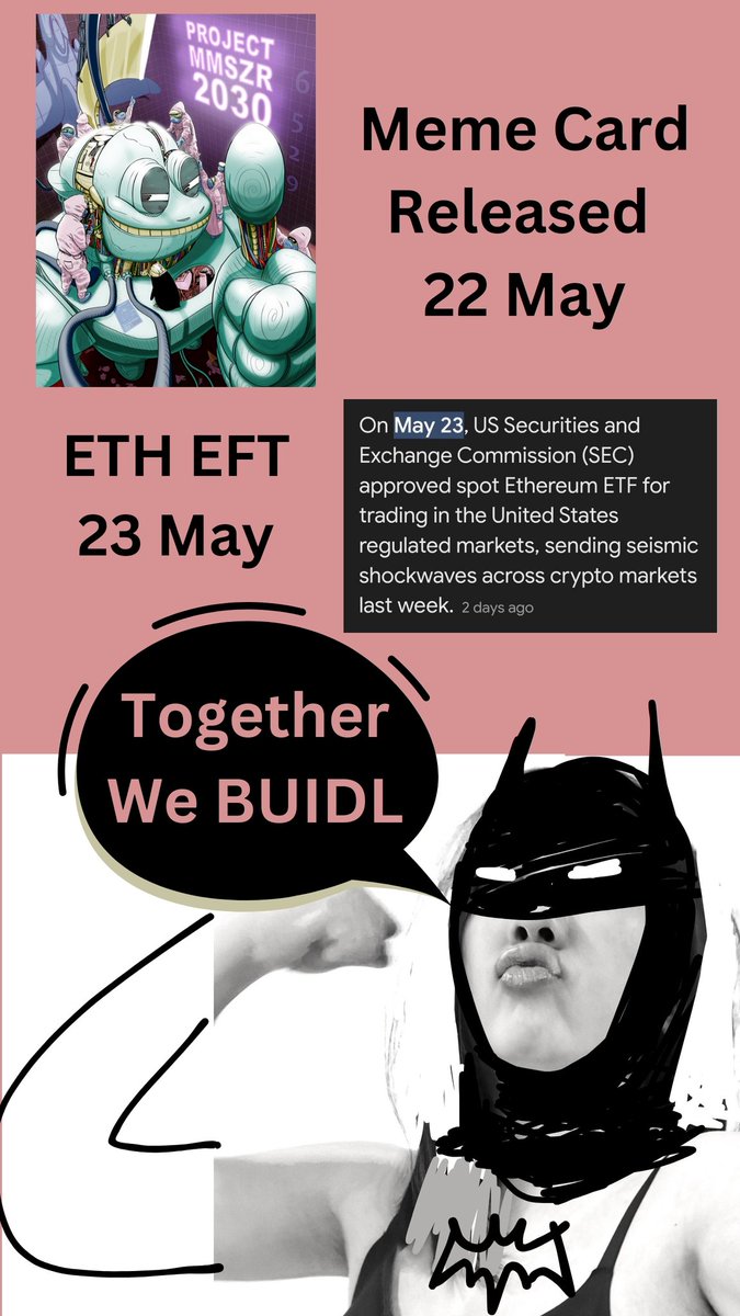 Together we BUIDL (@6529Collections memecard 235) Released May 22. SEC approved ETH EFT the next day. I'm Batman. GM