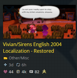 Probably the most questionable mod to come out of the TTYD remaster so far.
I'm all for preserving the original 2004 script, but changing just the Vivian/Sirens dialogue and nothing else has me 90% sure it was made because of bigotry.