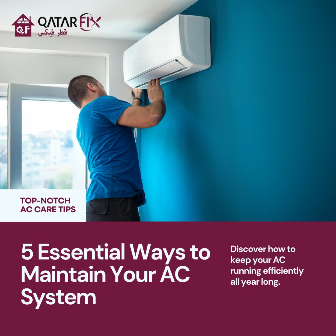 qatarfix's tweet photo. 5 Essential Ways to Maintain Your AC System! 🌞🛠️

1. Regular Cleaning 
2. Check Refrigerant Levels 
3. Inspect &amp; Seal Ducts
4. Schedule Professional Maintenance
5. Smart Thermostat Upgrade
#CoolComfort #ACMaintenance #QatarFix #EfficientLiving #SmartHome https://t.co/2oc0X2KHgw
