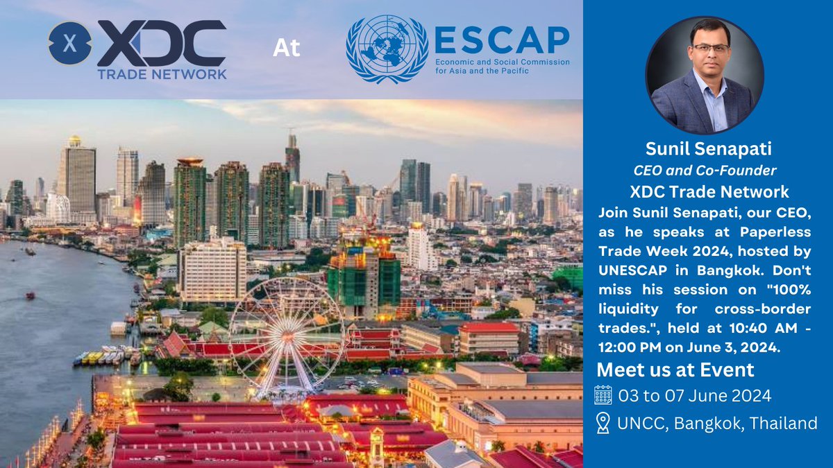 Join Sunil Senapati, our CEO, as he speaks at Paperless Trade Week 2024, hosted by UNESCAP. Don't miss his session to learn Trade digitalisation using the latest technologies. 🗓️Date: June 3, 2024 ⌛️Time: 10:40 AM - 12:00 PM 🗺️UNCC, Bangkok, Thailand 🔗unescap.org/events/2024/de…
