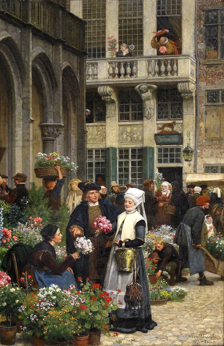 günaydın 🌸 Georg von Rosen (Swedish, 1843-1923), Flower Market in Brabant (detail), oil on canvas, 100 x 128 cm