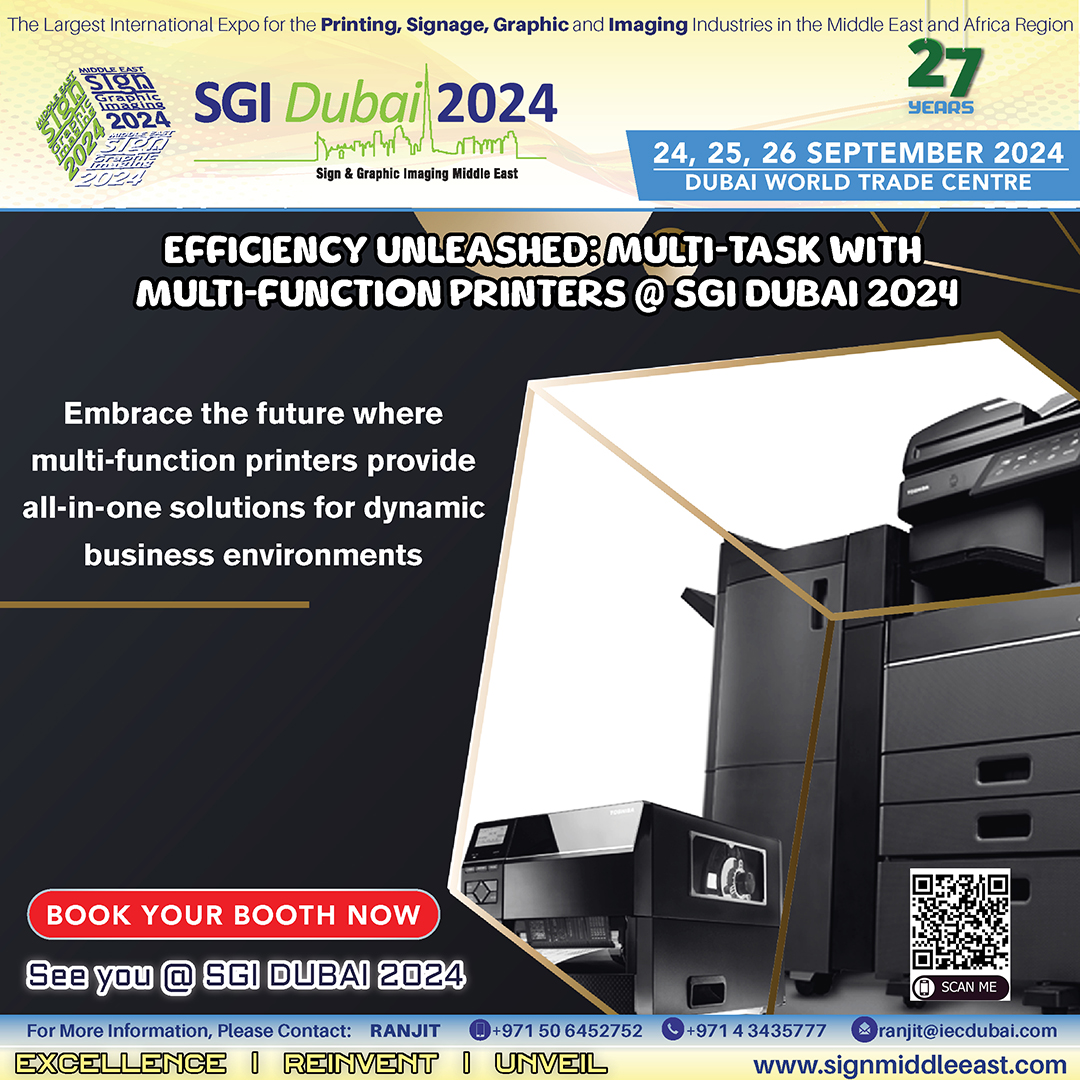 Multi-Function Printers @ SGI Dubai 2024
Book your Booth Now: bit.ly/3SZeUZo

#SGIDubai2024 #SGIDubaiExpo #middleeast #africa #printing #3Dprinting #advertising #imaging #signage #digitalsignage #largeformatprinting  #promotion #labeling #labelingmachine #retail #inks