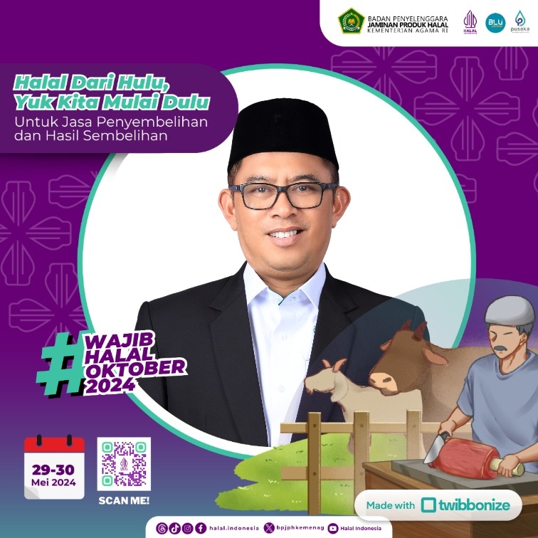 Kemenaglampung's tweet photo. #SahabatReligiLampung

Halal Dari Hulu, Yuk Kita Mulai Dulu   

#WajibHalalOktober2024 di sektor hulu ini ya! caranya gampang tinggal posting foto kamu pake twibbon ini  https://t.co/esHUN6ou4T

#WajibHalalOktober2024
#WajibSertifikatHalal
#JasaSembelihanHalal
#DagingHalal https://t.co/jHLGtX4Vc1
