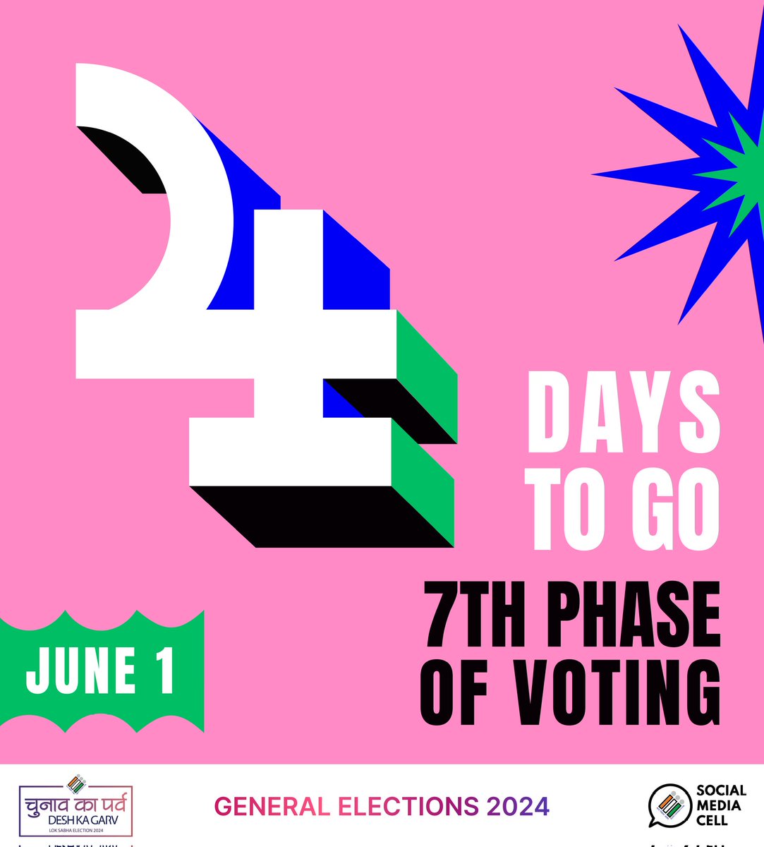 Are you ready to vote? 🙌✨ ⏱️ 4 days to go 🗓️ Phase 7 : 1 June, 2024 #LokSabhaElection2024 #ChunavKaParv #DeshKaGarv #YouAreTheOne #ECI