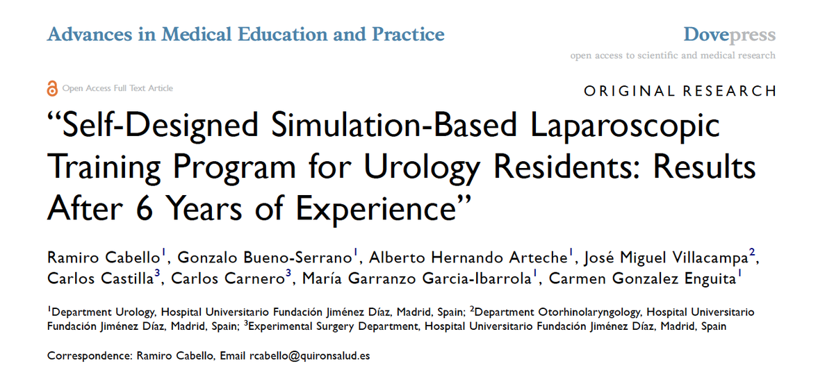Ramiro Cabello (@ramiro_cabello_) on Twitter photo 🆕️PUBLICACIÓN 📣
Disponible en 👉🏻 Adv Med Educ Pract <a href="/DovePress/">Dove Medical Press</a> 🗞 #UroFJD "Self-designed simulation-based laparoscopic training program for Urology residents: results after 6 years of experience"
"Full text" y más info 👇🏻 dovepress.com/self-designed-… doi.org/10.2147/AMEP.S… 🆕️PUBLICACIÓN 📣
Disponible en 👉🏻 Adv Med Educ Pract <a href="/DovePress/">Dove Medical Press</a> 🗞 #UroFJD "Self-designed simulation-based laparoscopic training program for Urology residents: results after 6 years of experience"
"Full text" y más info 👇🏻 dovepress.com/self-designed-… doi.org/10.2147/AMEP.S…