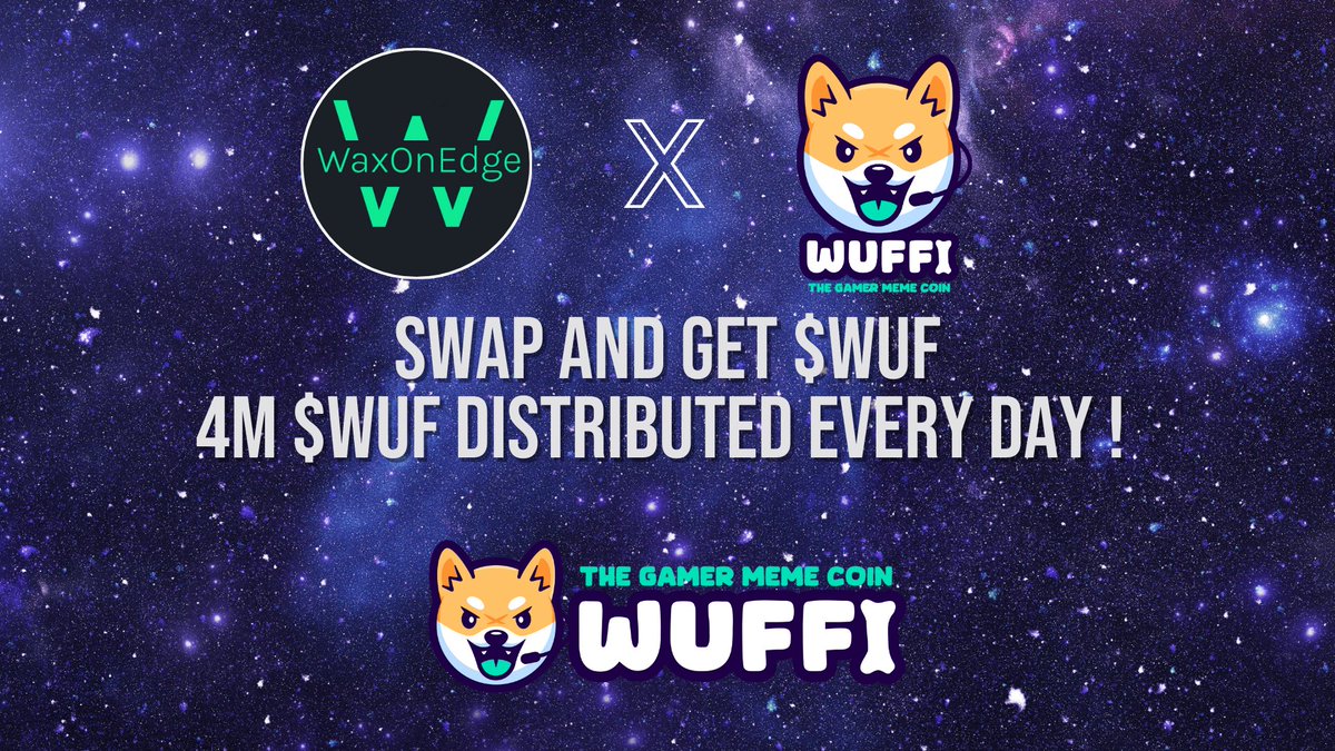 Did you get $WUF airdrop from WaxOnEdge ?

Thanks to our pawtner @WUFFI_Inu 4 millions $WUF will be distributed everyday to users who do a smart order routing #swap including $wax.

Rewards starts from 10th may and will continue for more than a year waxblock.io/account/wufwuf…