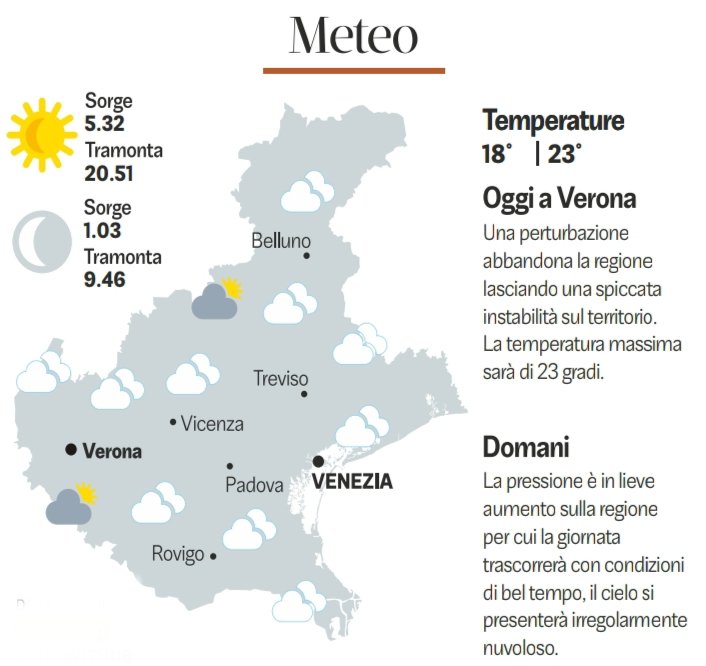 MeteoVeneto di martedì 28 maggio