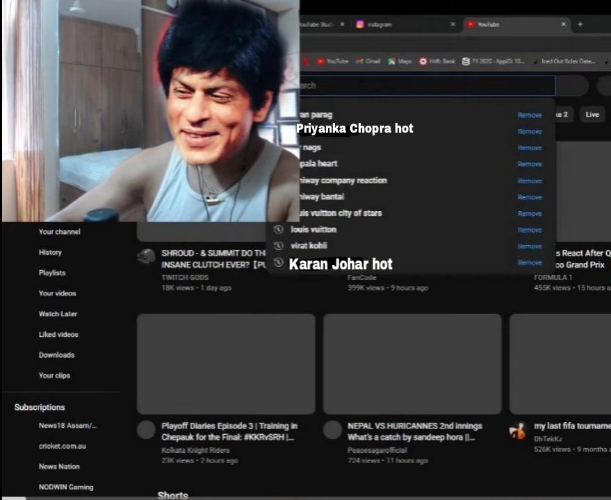 imrkartik's tweet photo. YouTube search history of #SRK 🤭 https://t.co/7MjRDpOi4z