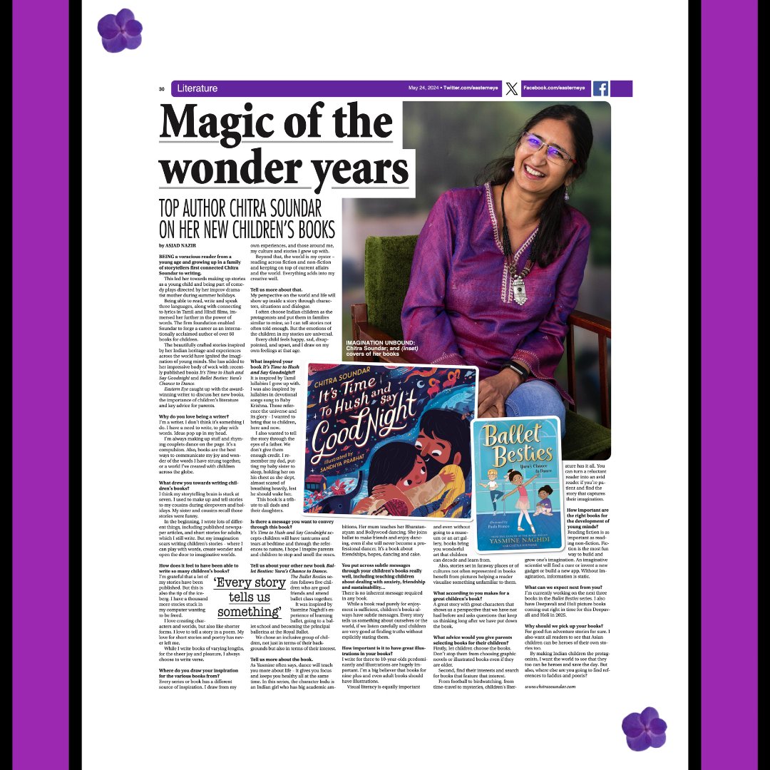 So delighted that @EasternEye featured my interview last week! We talked about writing for children, and how to inspire children to read. And my inspirations for my latest two books! #books #chitrasoundar #kidsbooks