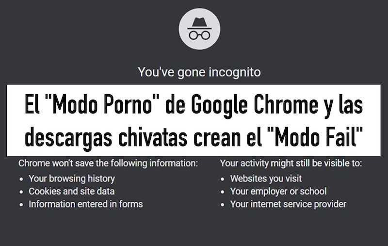 chemaalonso's tweet image. Hoy os cuento un detalle del "Modo Incógnito" de Google Chrome que os la puede jugar algún día. -&amp;gt; El "Modo Porno" de Google Chrome y las descargas chivatas crean el "Modo Fail" elladodelmal.com/2024/05/el-mod…  #Privacidad #GoogleChrome #Incognito