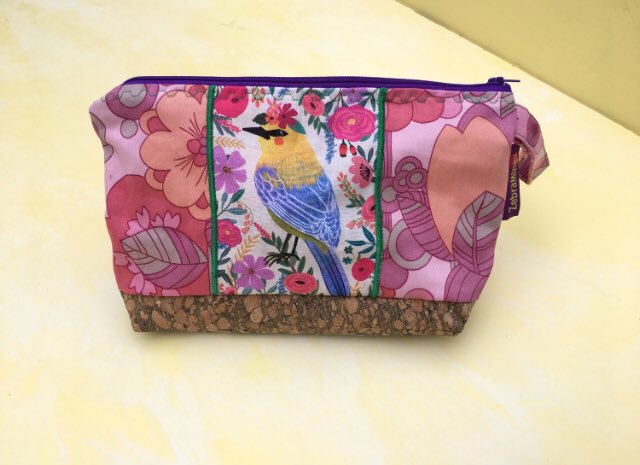 A summery start to your day! Handmade waterproof lined zipped pouch with a cork base - more choice online zebramingo.etsy.com/listing/173801… #earlybiz #tuesdaymorning #jay #birdlovers #smilett23