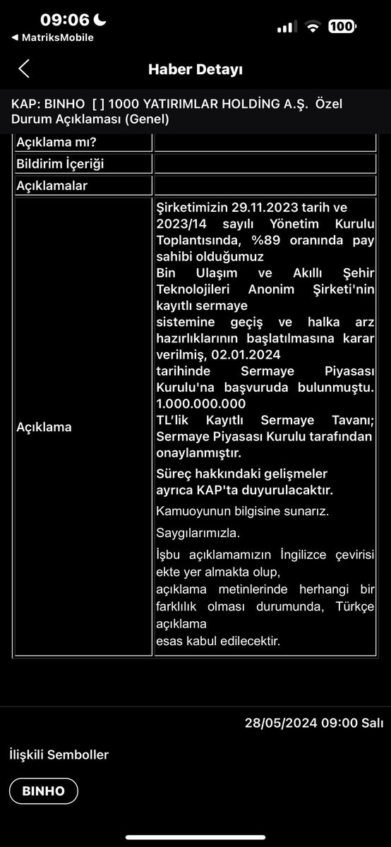 Tradertomris's tweet photo. #binho

Binbin halka arz için spk ya başvurusu vardı spk arz hazırlıkların başlamasına karar verdi,

ve kayıtlı sermayesi 1 milyar tl olarak spk tarafından onaylandı https://t.co/o9xDqRmsMh