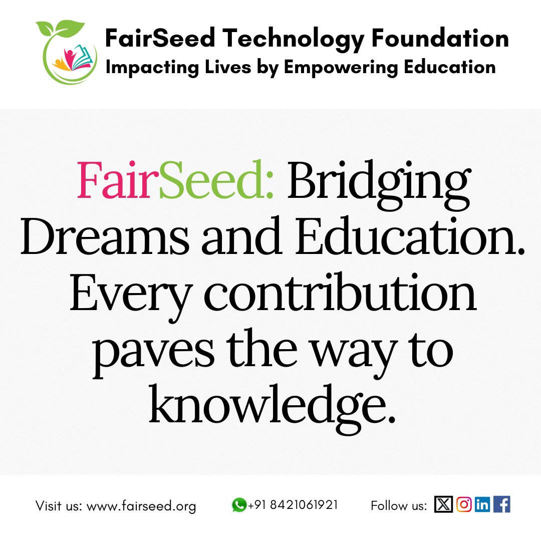 Join us in making a difference! With FairSeed, every contribution helps connect dreams to the path of Education. Together, we can pave the way to a brighter future for deserving students. #educationforall #educationmatters #knowledgeforall #empower #dreams #future