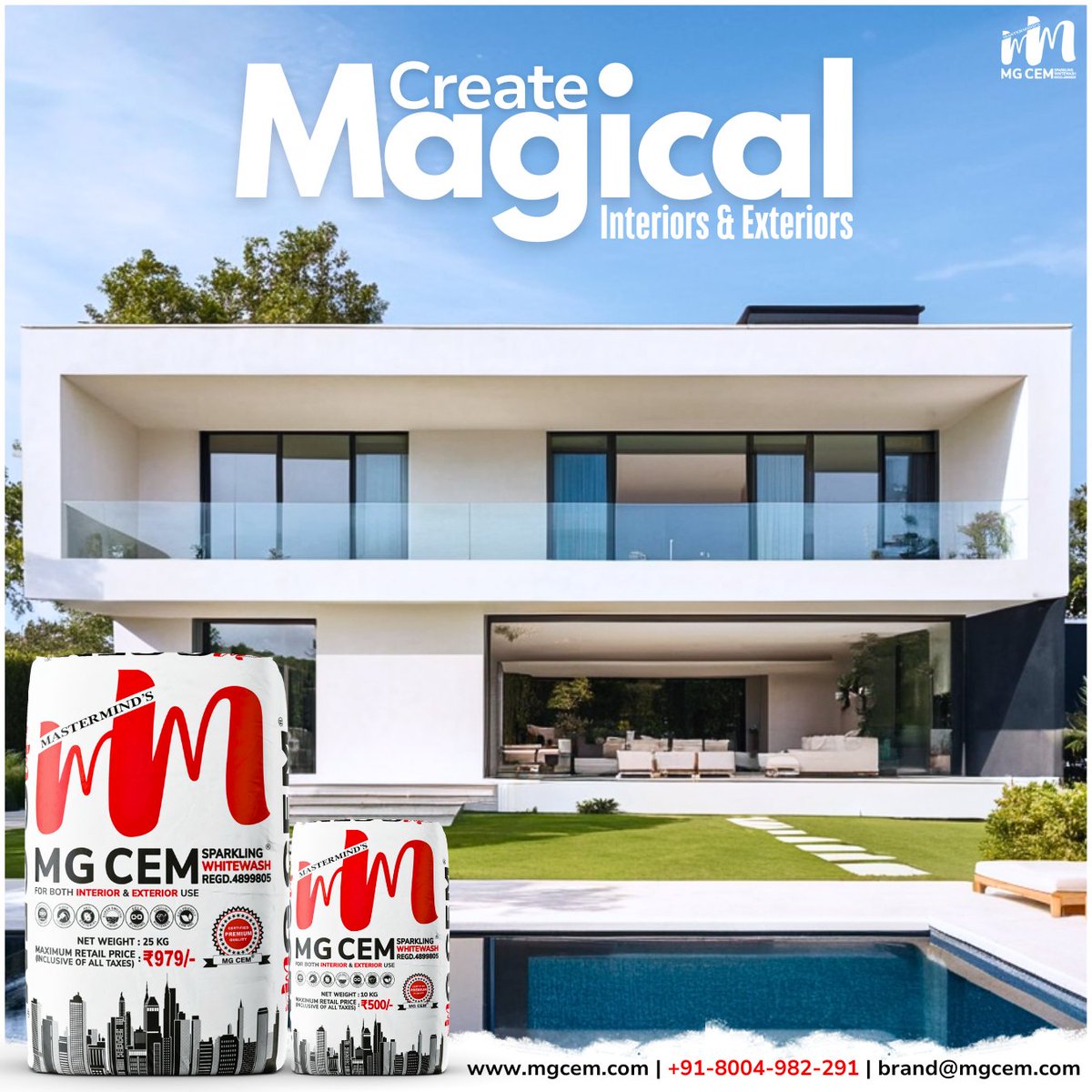 MGCEMWHITEWASH's tweet photo. Create Magical Interiors &amp; Exteriors with the best white wash in India - MGCEM.🪄✨️

For Dealership/Distribution Enq:
Call/Whatsapp Us On https://t.co/HFMSnJOW99 or Visit our Web 🌐 https://t.co/IIVcSf8Baz https://t.co/G855eedM20