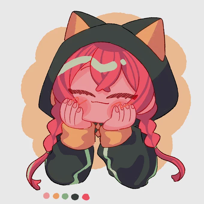 絵の練習〜と思って描いてたあかぴゃさん、可愛いからここにも載せちゃお、同じ向きすぎる