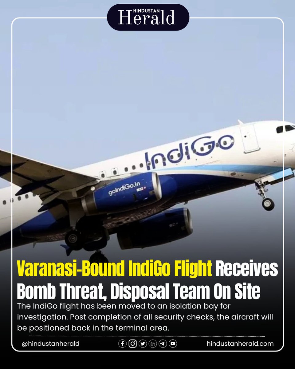 Stay updated on the IndiGo flight bomb threat! Follow @hindustanherald for real-time updates. #hindustanherald #IndiGo #BombThreat #FlightSafety