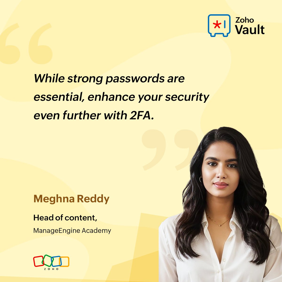 Password security tip of the day from Meghna Reddy, Head of Content, @manageengine Academy. 😁

#WorldPasswordDay #StaySafeOnline