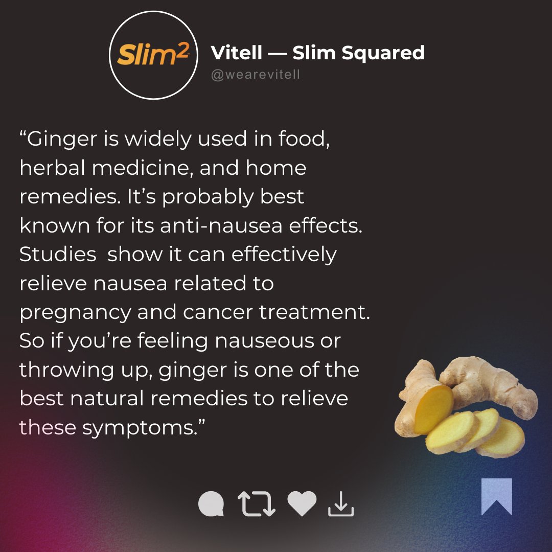 'Ginger: A natural remedy known for effectively relieving nausea from pregnancy and cancer treatment.'

#GingerBenefits #NaturalRemedies #AntiNausea #HerbalMedicine #NauseaRelief #HealthyLiving #PregnancyHealth #CancerSupport
