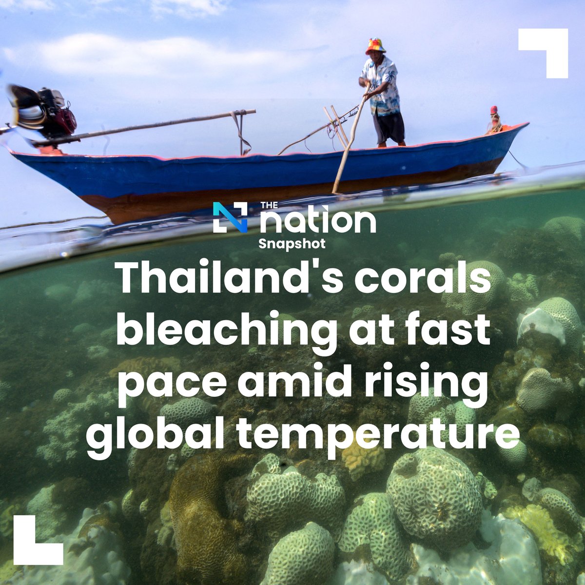 Thailand's corals bleaching at fast pace amid rising global temperature . Bleached corals are seen in a reef near a resort in Koh Mak, Trat province on May 8. This year so far the country's weather recorded the highest temperature at 44.2 degrees Celsius affecting the seawater