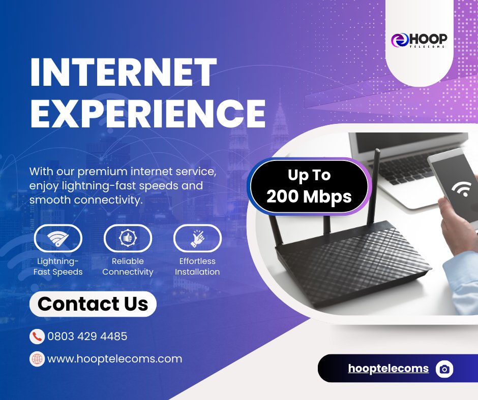 Get an internet plan that works!! With Hoop Telecoms premium internet service, enjoy lightning-fast speeds and smooth connectivity.

Call 08034294485 for more info.

#hooptelecoms #internetplans #ConnectivitySolutions #OfficialRelease #Uniben #YahayaBello #HadiSirika #PARAM