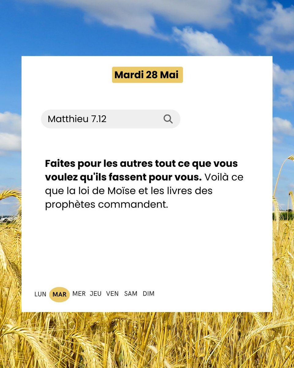 EPUdF's tweet photo. 📖✨ Matthieu 7.12
"Faites pour les autres tout ce que vous voulez qu'ils fassent pour vous. Voilà ce que la loi de Moïse et les livres des prophètes commandent."
🤝💖
🔍 #VersetDuJour #Bible #AmourDuProchain #ParoleDeDieu #ÉthiqueChrétienne #Foi #Inspiration #Bienveillance https://t.co/LkK5fwXpa5