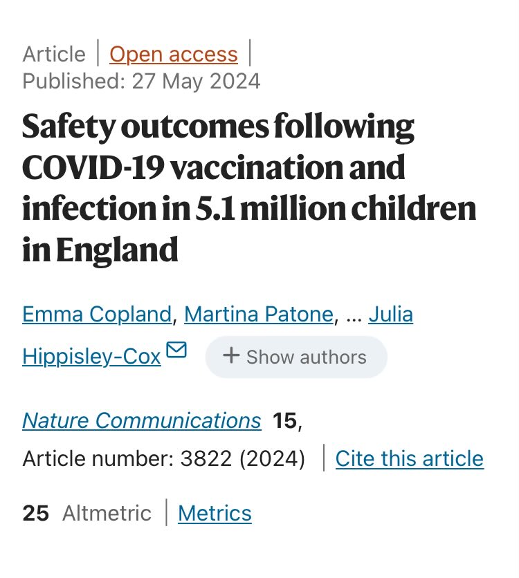 💉 study: 'COVID-19 vaccines in childhood may reduce the risk of MIS-C and #longcovid, and secondary benefits might include increasing overall population immunity, thereby minimising disruptions to education' #longcovidkids nature.com/articles/s4146…