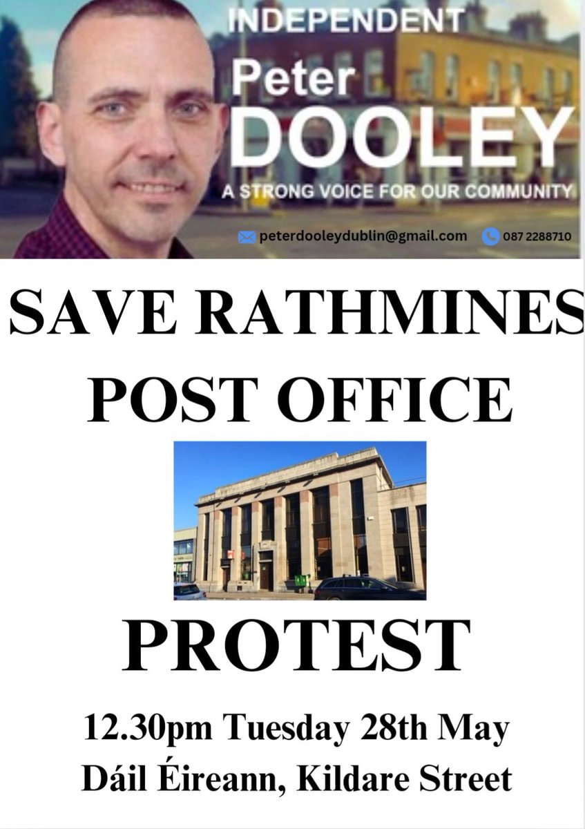 12.30pm TODAY, Dail Eireann #SaveRathminesPostOffice