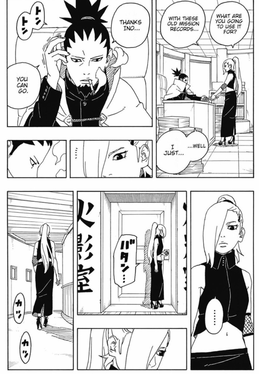 Boruto is a monthly manga and doesn't waste any panels, yet we have a whole page of the sequence of Ino walking away in silence for dramatic effects 😭 Oh Ino Yamanaka the woman you are.. forever an Icon.