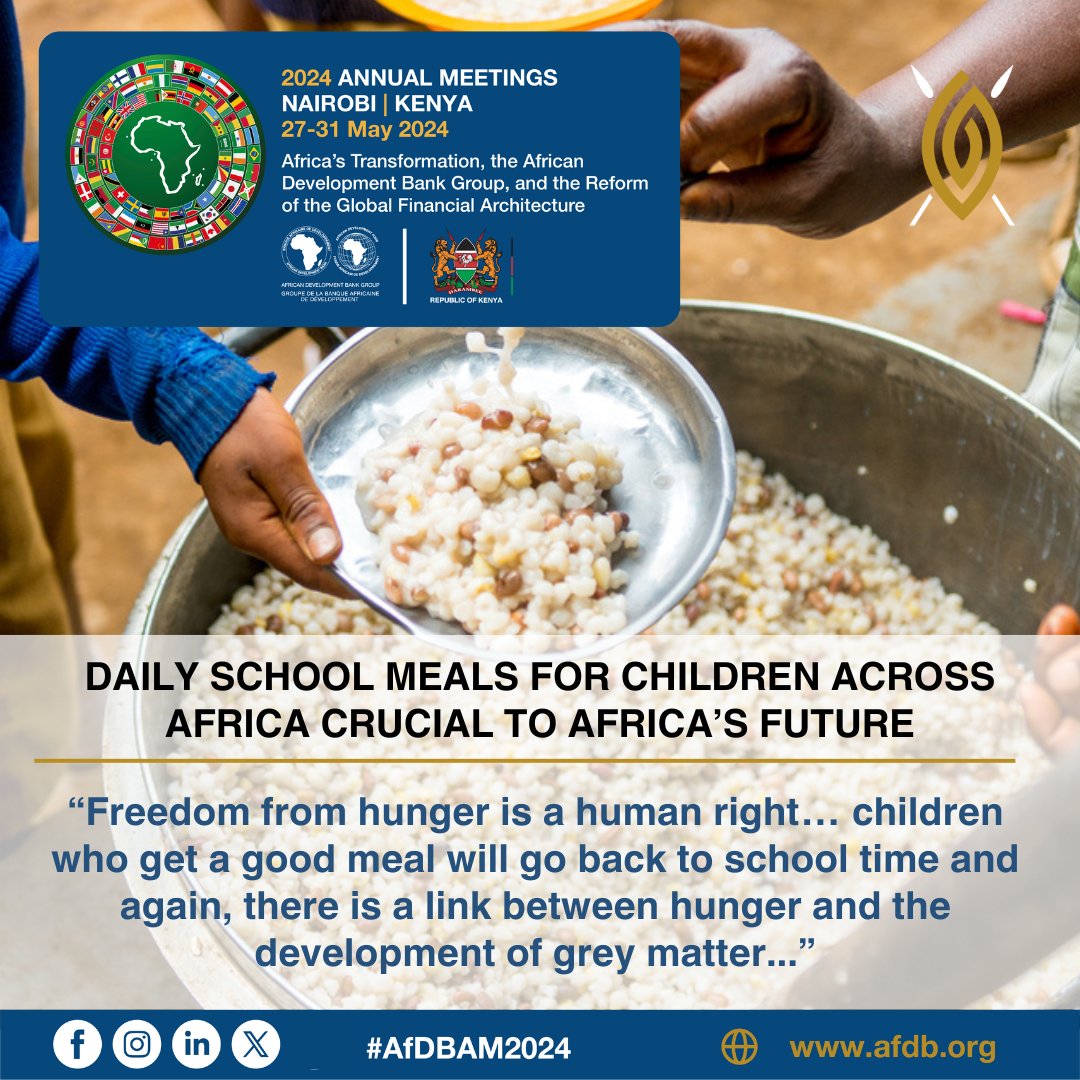 #AfDBAM2024 side event participants call for scaling of free #SchoolMeals in Africa to combat hunger, improve education, and drive human capital development. #Agenda2063 #ImproveQualityOfLife #FeedAfrica