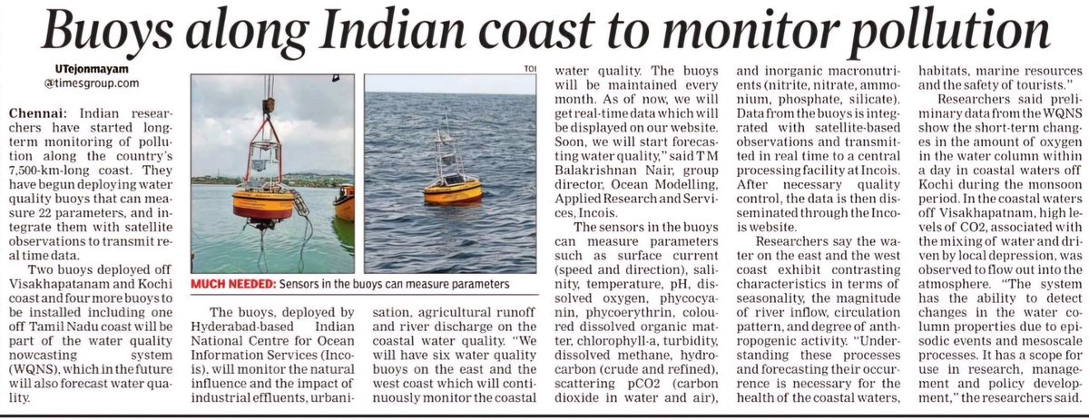 Buoys are being deployed by @ESSO_INCOIS researchers for long term pollution monitoring along the 7500km Indian coast
@moesgoi @MoesNiot @CentreCoastal @CSIRNIOGoa @ncaor_goa @PMOIndia @ChennaiRains @praddy06