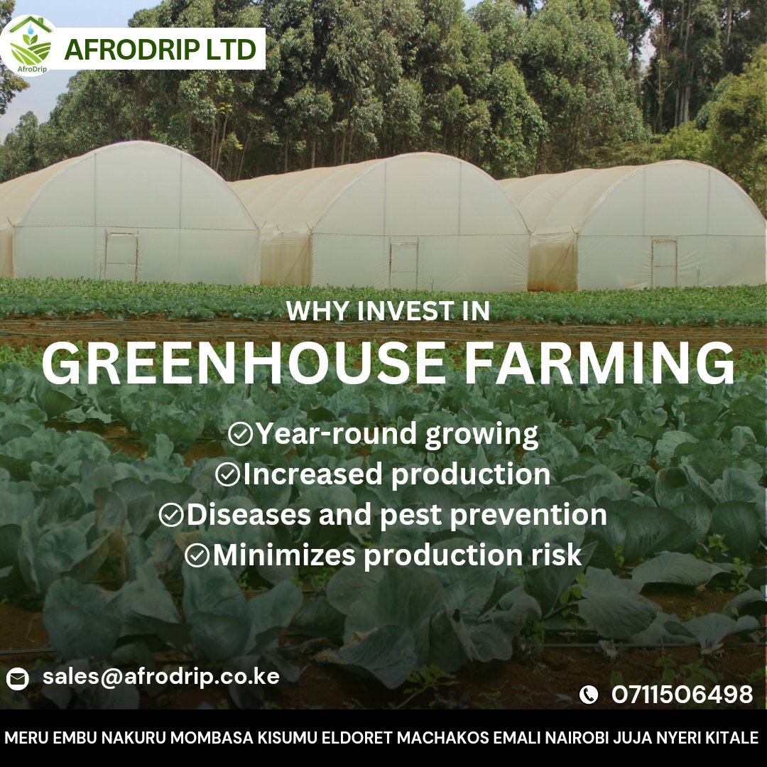 Wondering how to protect your crops during unpredictable weather? Greenhouses are your solution! They provide a controlled environment, shielding plants from extreme weather and ensuring consistent growth. Invest in a greenhouse and safeguard your harvest year-round. 🌦️
#Afrodrip