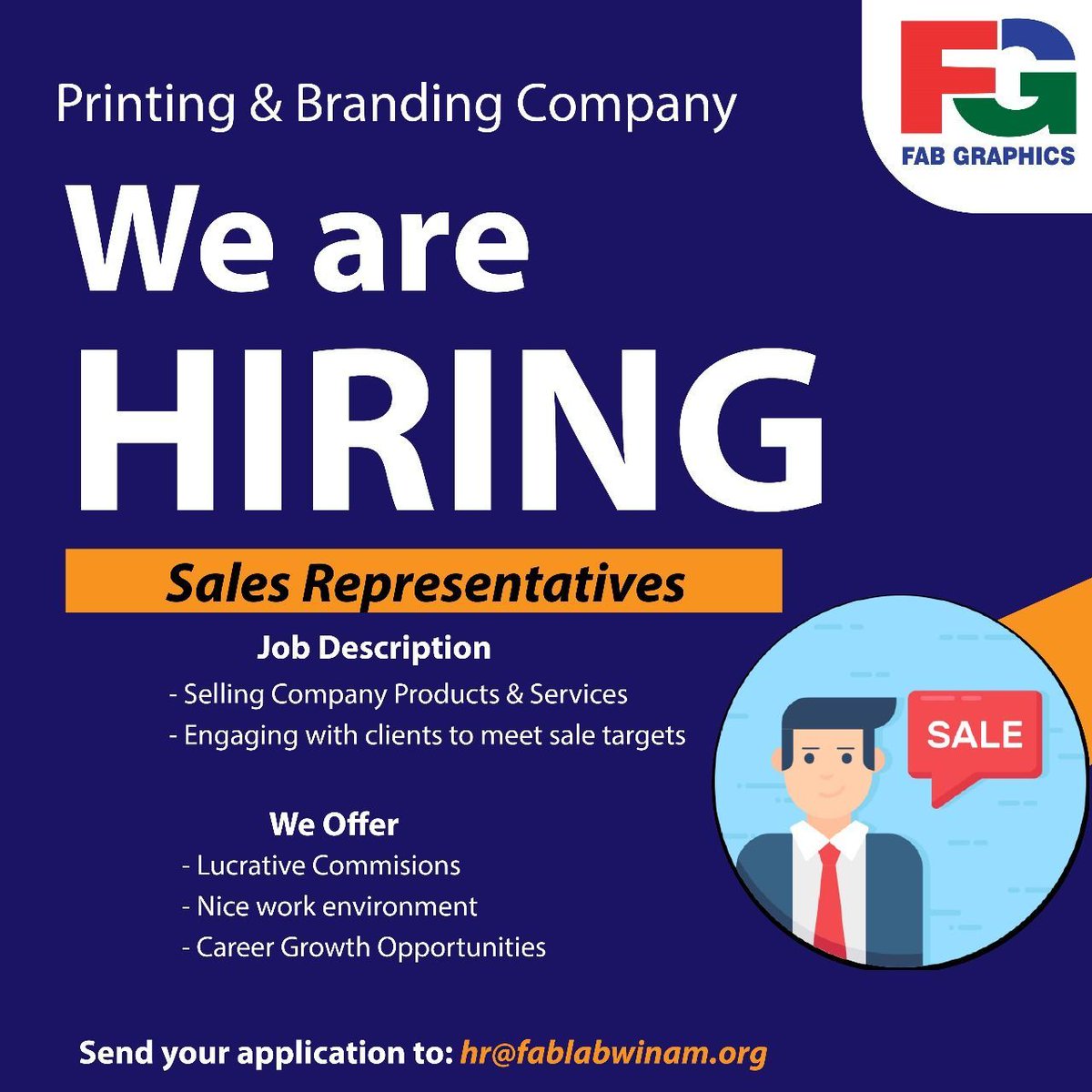 FablabWinam's tweet image. We are hiring! Could this be for you? Send us your application: hr@fablabwinam.org or call us on 0714095894 for more details 

#hiring #salesjobs #salesrep #fablab #fablabs #fablabnetwork #fablabwinam #exclussapp #fabgraphics