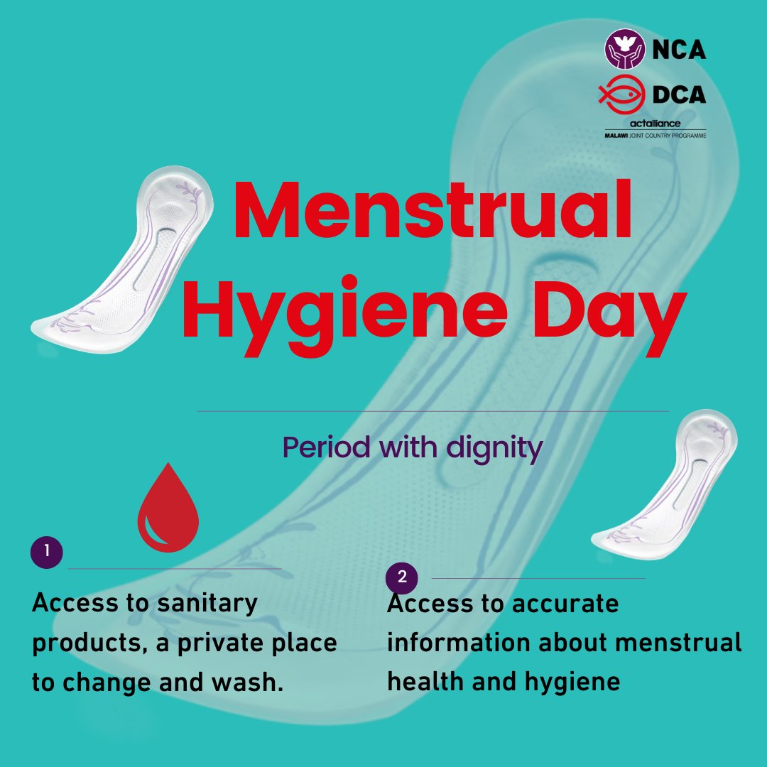aid_church's tweet photo. On Menstrual Hygiene Day, we're committed to supporting girls &amp; women in Malawi. Our efforts provide equal access to resources for managing menstruation with dignity. We ensure clean water, sanitation, and hygiene facilities, and offer dignity kits during emergencies. #MHDay2024 https://t.co/N4Fnk4Kp8t