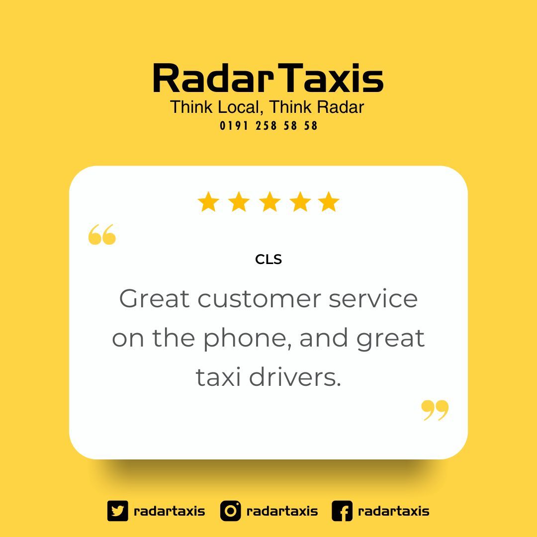#TestimonialTuesday That's what we love to hear. Good to know that our call operators are doing it right. 👍🏻 🚖 ​#RadarTaxis #ThinkLocalThinkRadar #CustomerReview #CustomerTestimonial #CustomerFeedback