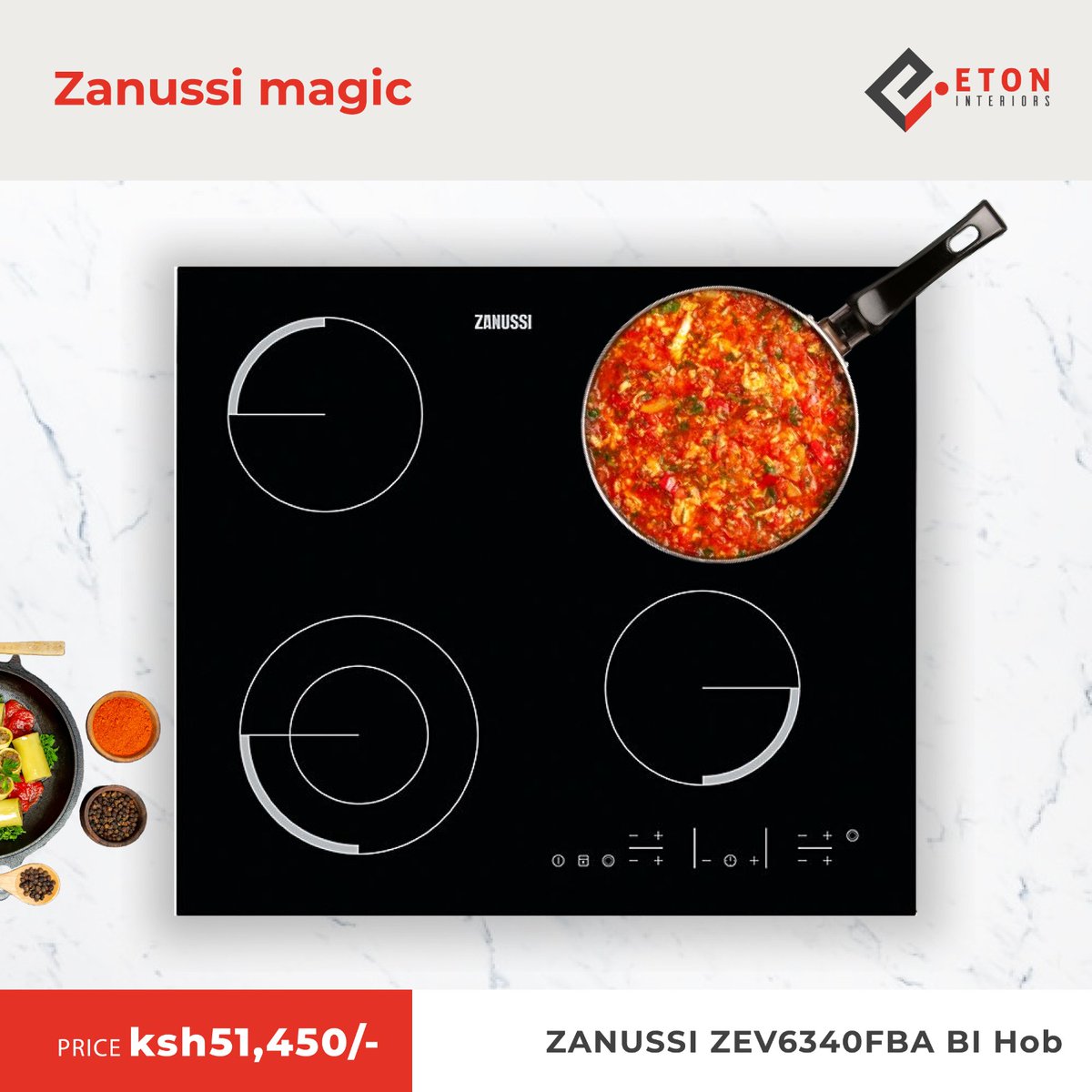 We'll be honest here, the ZANUSSI HOB 60CM ELECTRIC CERAMIC 4 ZONE is one of the most chic induction hobs we have. With heating zones that can fit any size pan and a futuristic design, we just can't fault it in any way. #Zanussi #KitchenAppliances #ElectricInductionHob