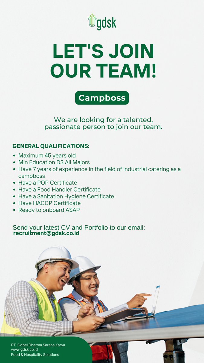 Hi #jobseeker 

We are actively hashtag#hiring! Know anyone who might be interested? 😎 

#GDSKIndonesia